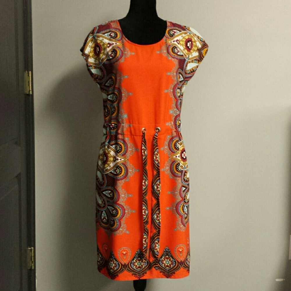 I.N Studio Orange Paisley Print Dress Size 6